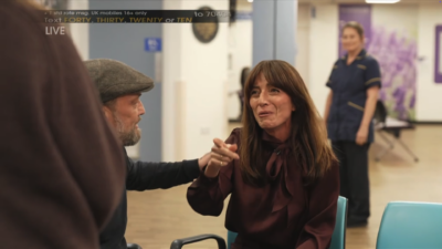 Davina McCall presenting Stand Up To Cancer and crying