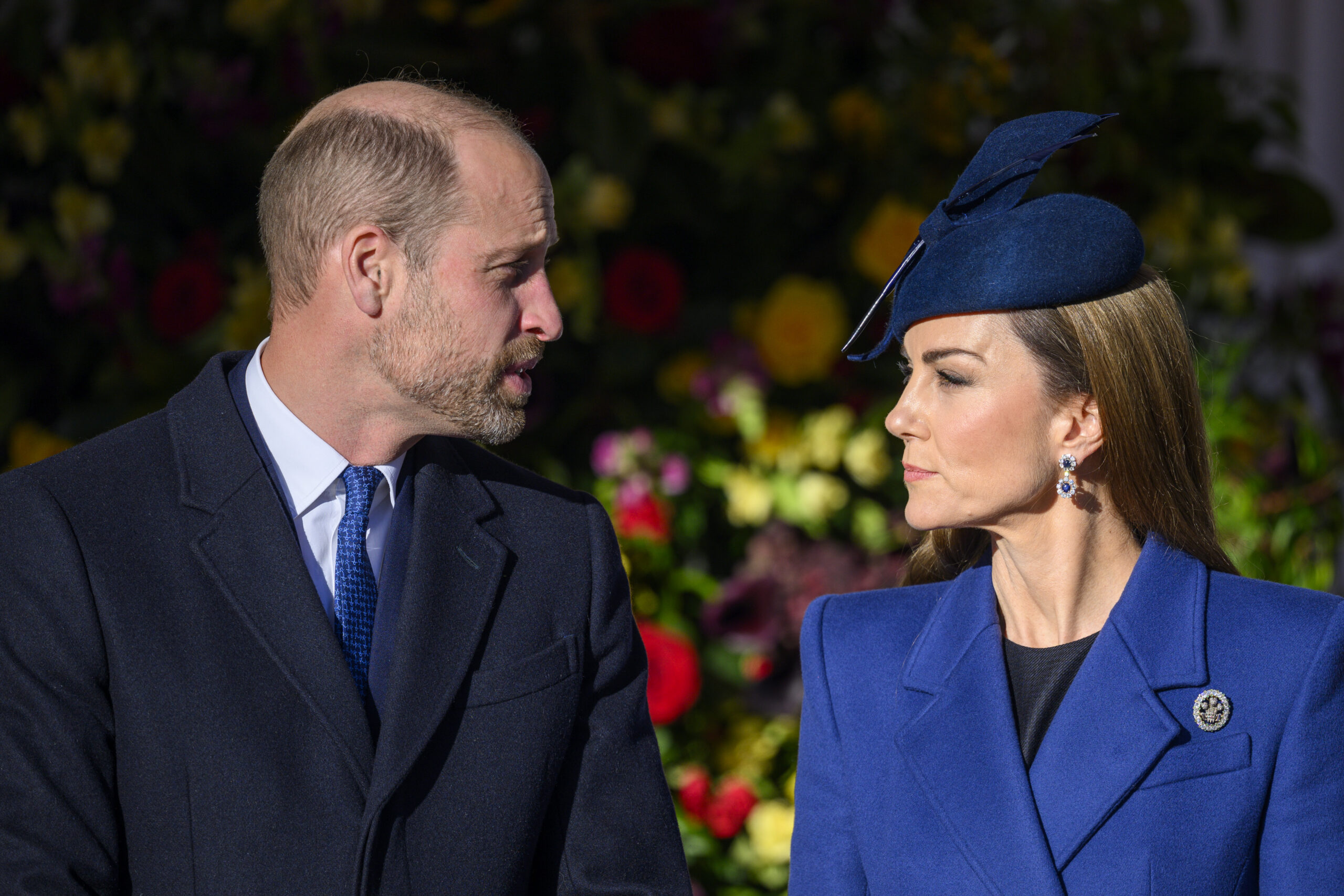 Prince William and Kate Middleton looking at each other 