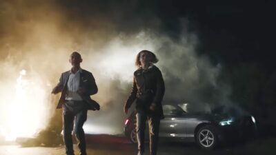 Kevin and Abi race search for Debbie in the smoke (Credit: ITV)