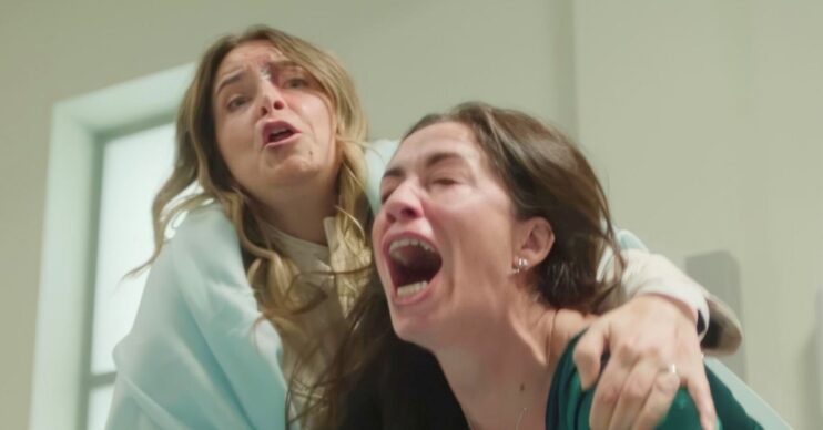 Charity and Shona in Corriedale baby swap storyline (Credit: ITV/Comp ED!)