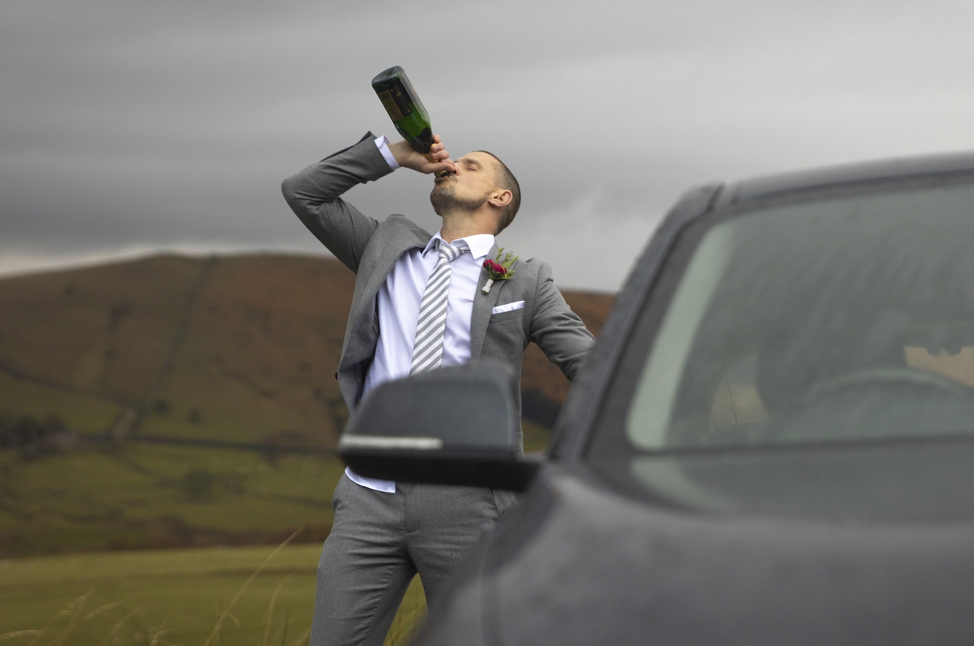 Coronation Street's Carl drinking by car