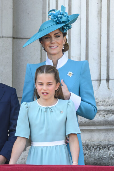 Princess Kate and Princess Charlotte in blue at Trooping the Colour
