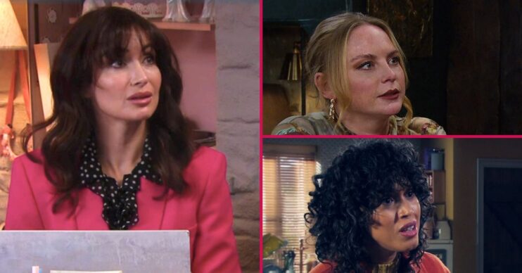 Leyla, Amy and Suzy in Emmerdale split shot (Credit: ITV/Comp ED!)