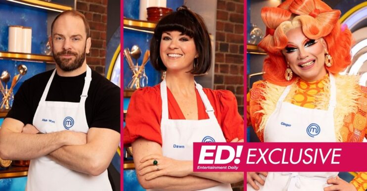 Alun Wyn Jones, Dawn O'Porter, and Ginger Johnson in the Celebrity MasterChef final