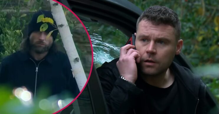 ED comp: Aaron on the phone / Kevw atching the village in Emmerdale