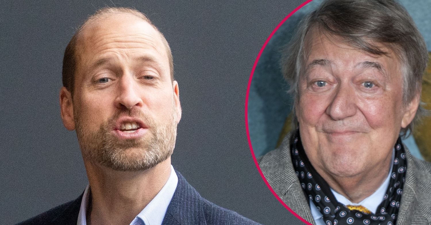ED composite of Stephen Fry smiling and Prince William mid-conversation