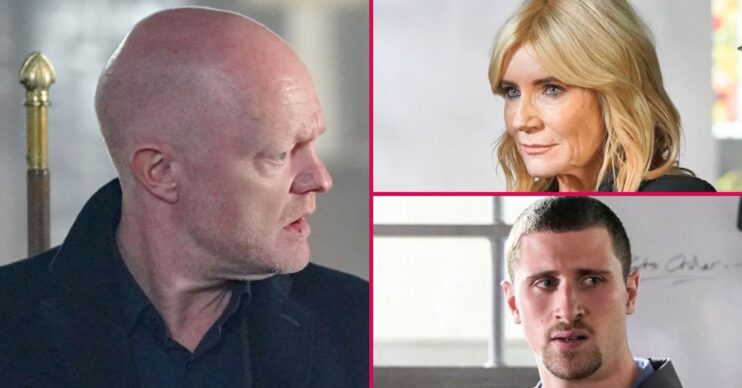 Composite image of Max, Cindy and Harry on EastEnders (Credit: BBC/Composite: ED!)