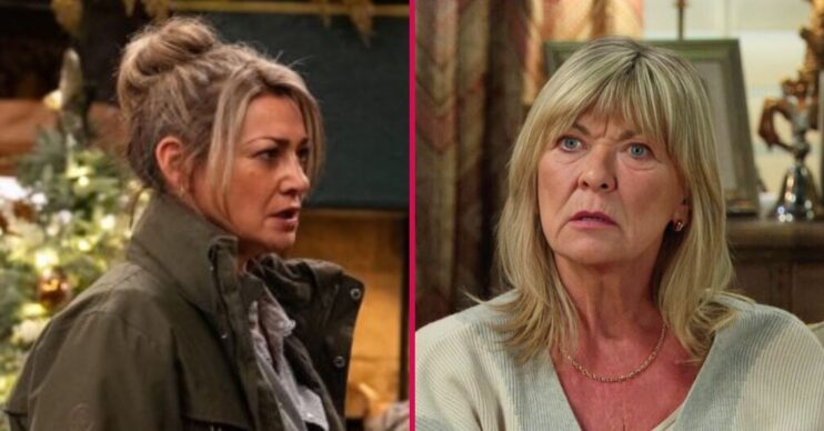 ED split pic: Moira angry / Kim confused