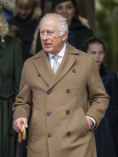 King Charles in beige coat on Christmas Day