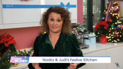 Nadia Sawalha cooking on Loose Women