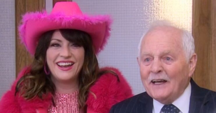 Kerry and Pollard laughing in Emmerdale (Credit: ITV/Composite: ED!)