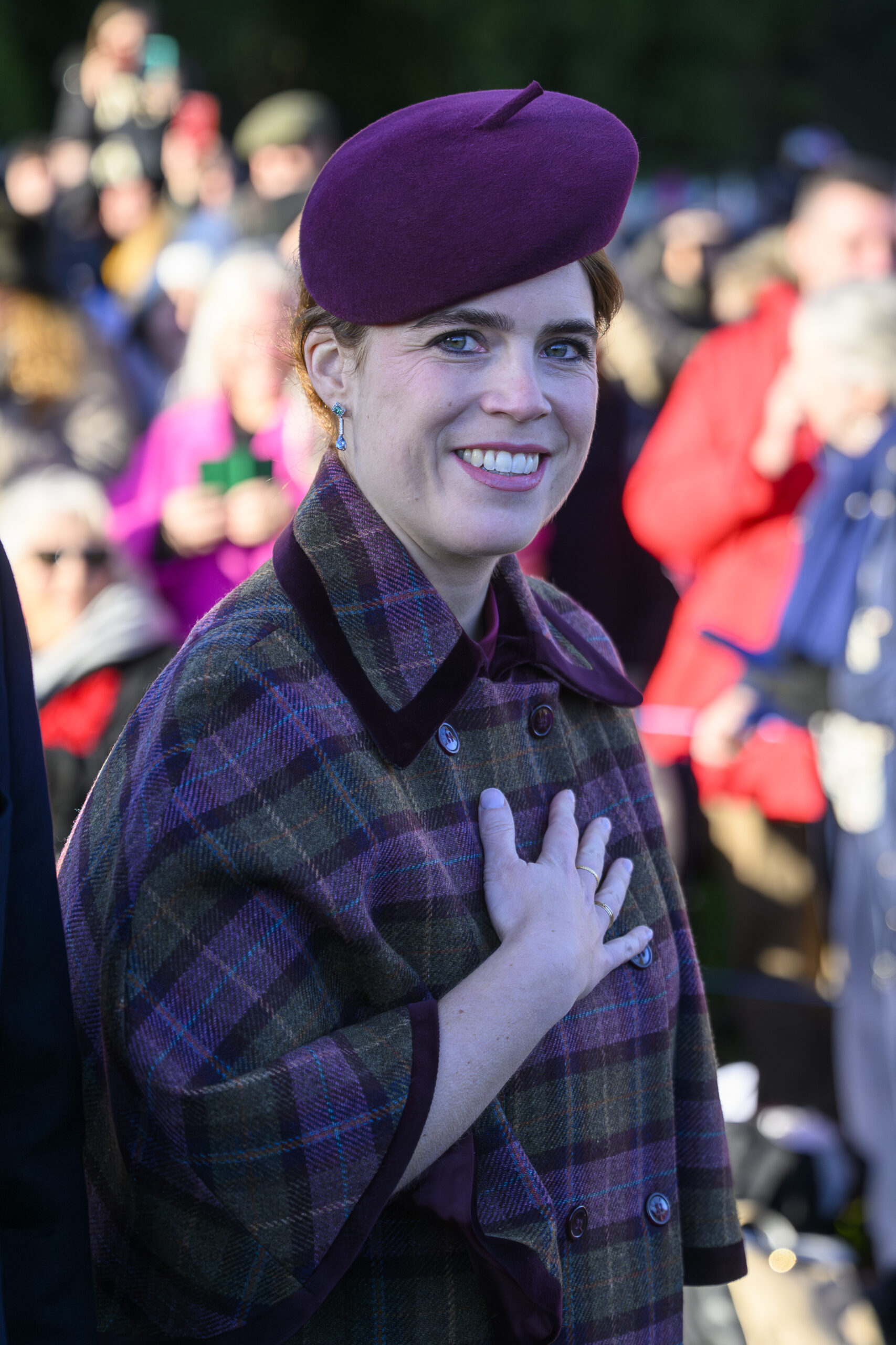 Princess Eugenie smiling on Christmas Day