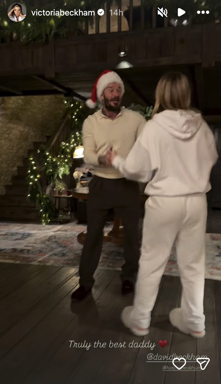 David and Harper Beckham dancing
