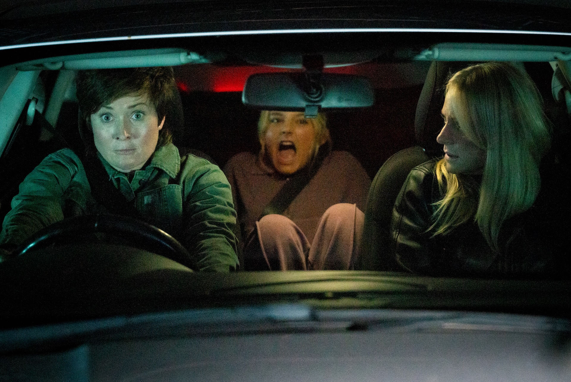 Coronation Street's Becky, Betsy and Lisa in car