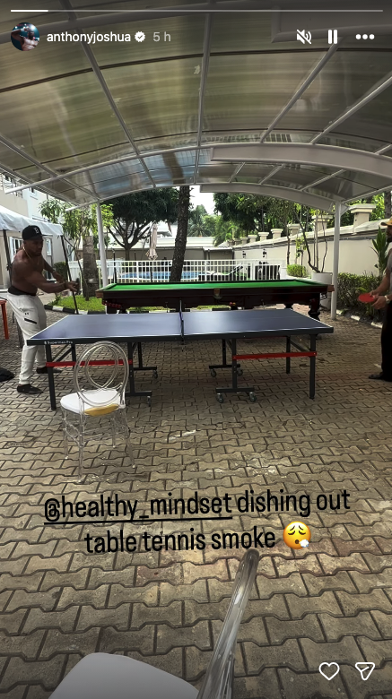 Anthony Joshua playing table tennis