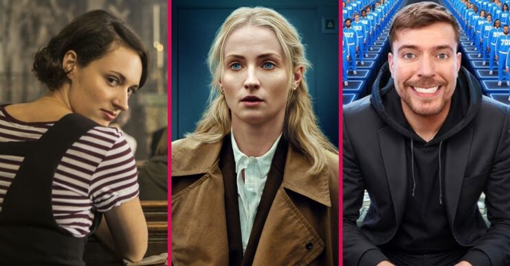 Phoebe Waller-Bridge in Fleabag, Sophie Turner in Steal, and MrBeast in Beast Games