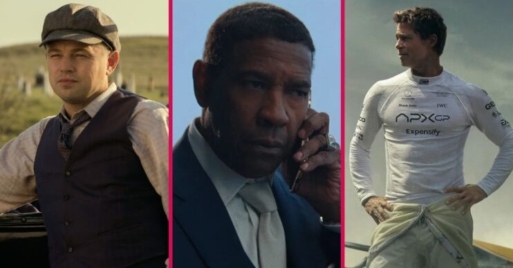 Leonardo DiCaprio in Killers of the Flower Moon, Denzel Washington in Highest 2 Lowest, and Brad Pitt in F1