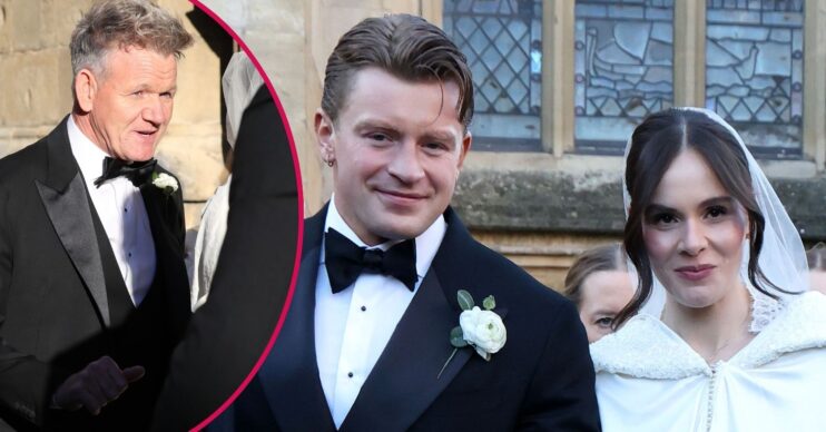 Gordon Ramsay, Adam Ramsay Peaty and Holly Ramsay Peaty at wedding