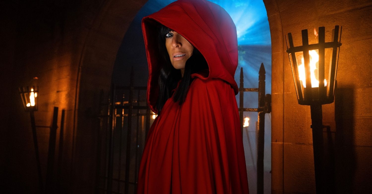 Claudia Winkleman in red cloak