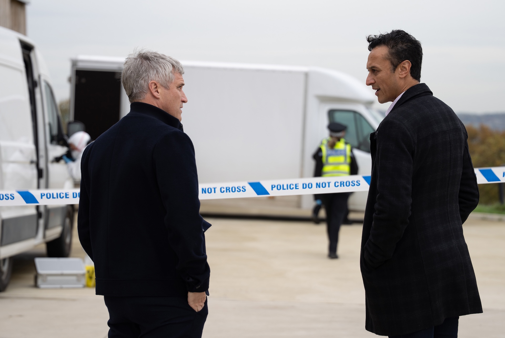 Jai and Caleb standing at the depot