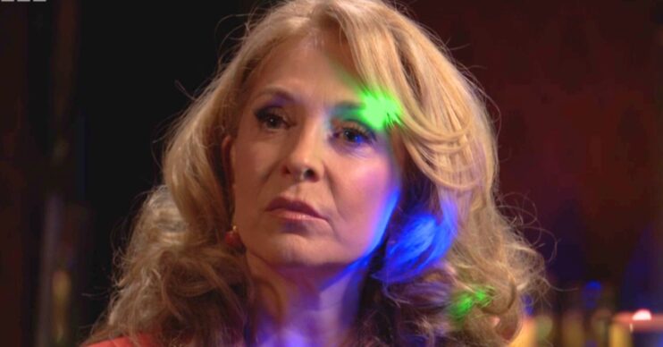 Chrissie looks menacing on EastEnders (Credit: BBC/Composite: ED!)