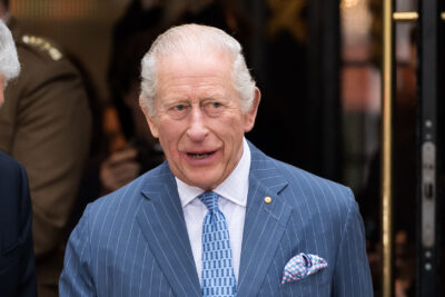 King Charles in blue suit for royal engagement