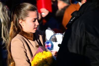 Princess Charlotte carrying gifts on Christmas Day