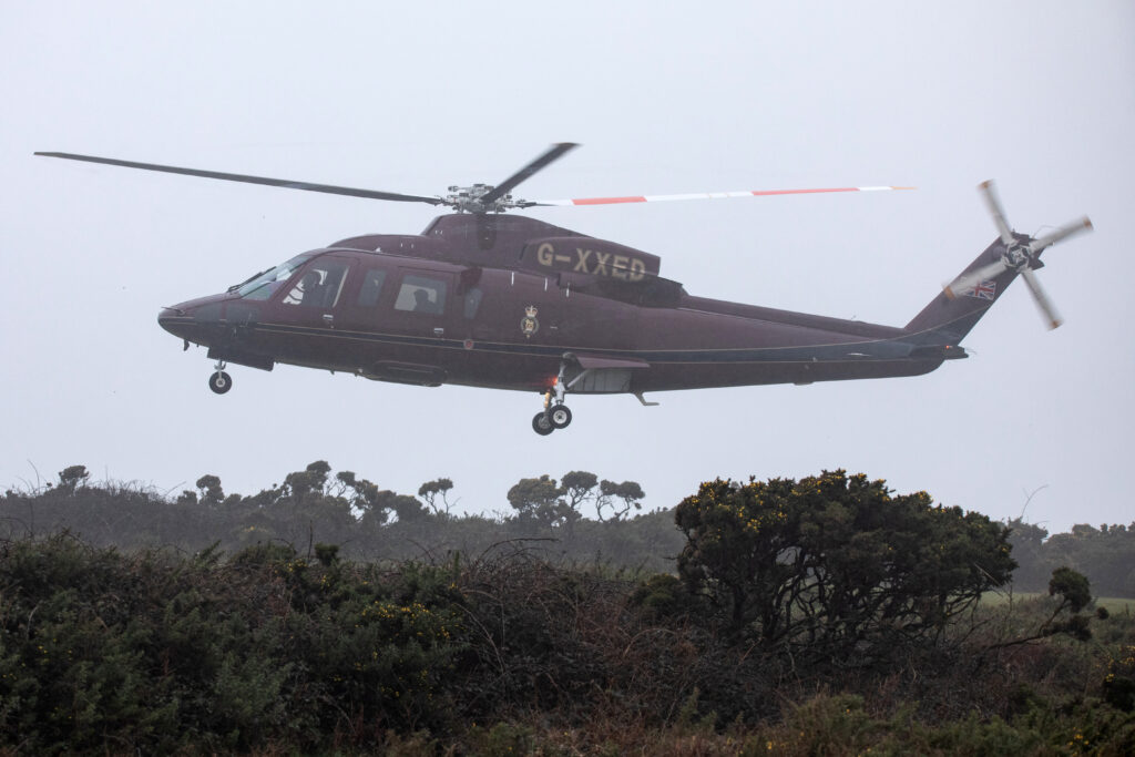 The royal helicopter transporting Princess Anne