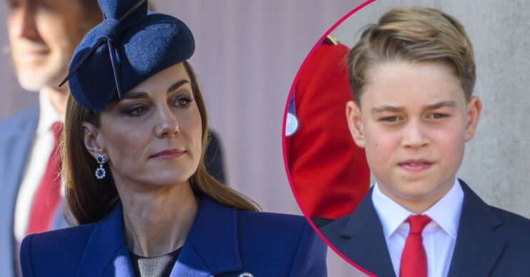 ED composite of Kate Middleton in blue outfit and Prince George at Trooping the Colour