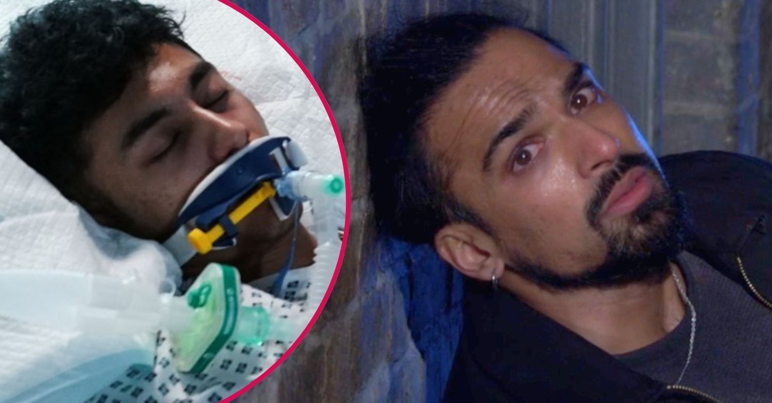 Ravi looks scared in EastEnders; inset, Nugget (Credit: BBC/Composite: ED!)