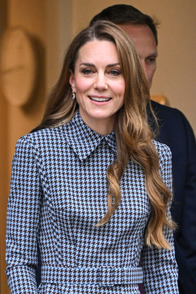 Kate Middleton smiling on royal engagement