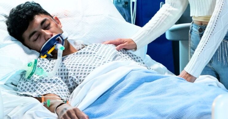 Nugget in hospital on EastEnders (Credit: BBC/Composite: ED!)