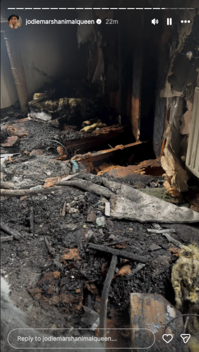 Fire damage at Jodie Marsh's home