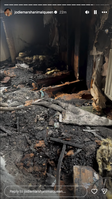 Fire damage at Jodie Marsh's home