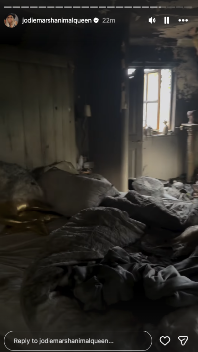 Jodie Marsh's bedroom after the fire