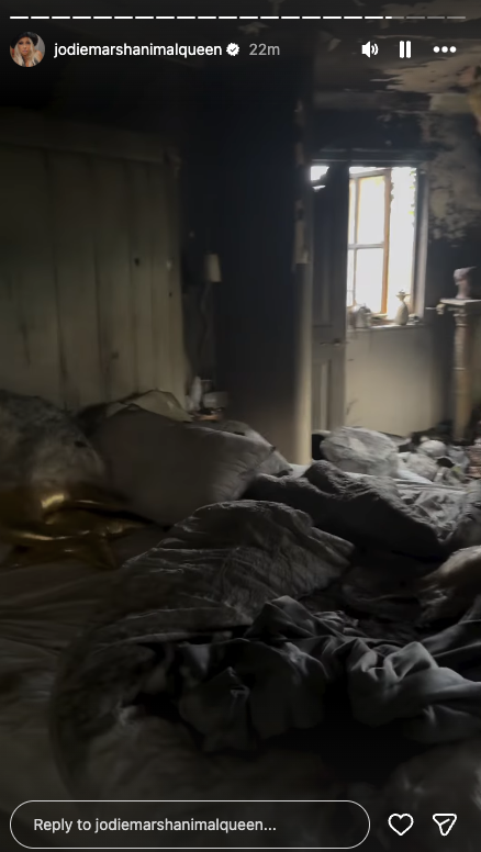 Jodie Marsh's bedroom after the fire