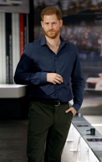 Prince Harry with a serious expression