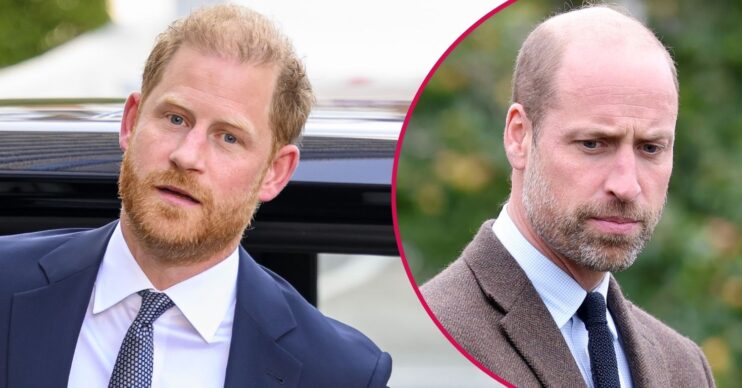 ED composite of Prince Harry and Prince William with serious expressions