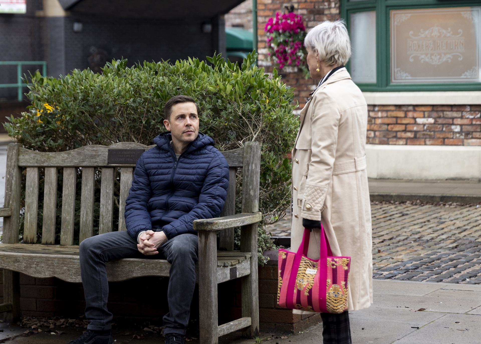 Todd and Debbie talking outside in Coronation Street