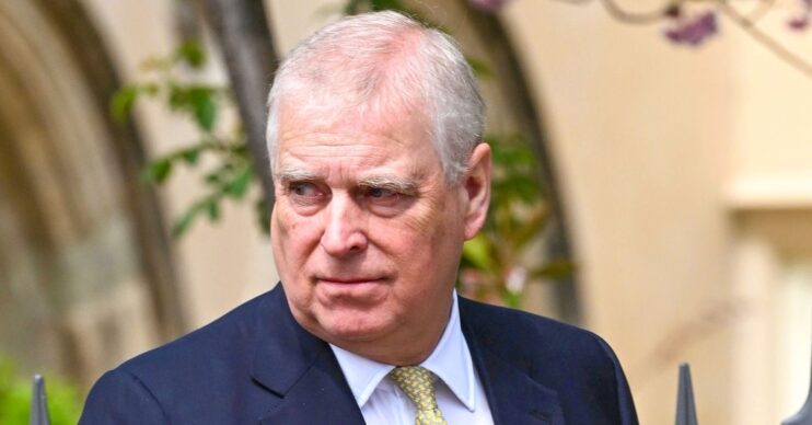 Andrew Mountbatten-Windsor in suit during Easter service