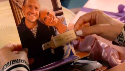 Debbie and Carl photo and hospital baby bracelet in Coronation Street