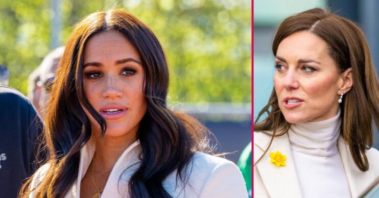 ED composite of Meghan Markle and Kate Middleton with serious expressions