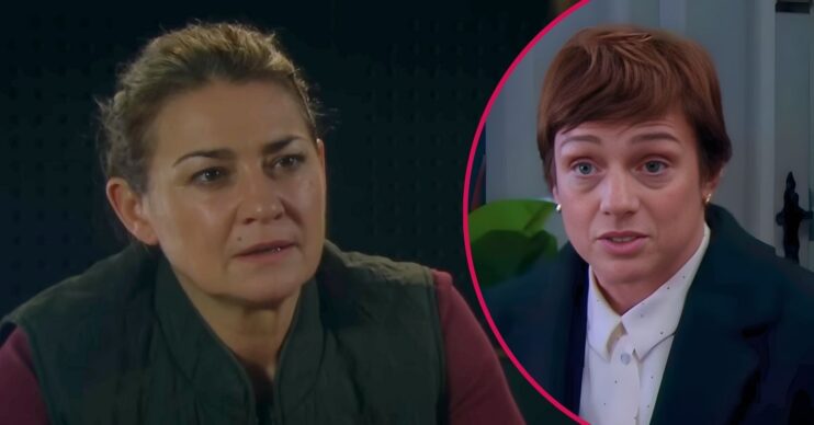 Moira and police officer DS Walsh in Emmerdale (Credit: ITV/Comp ED!)