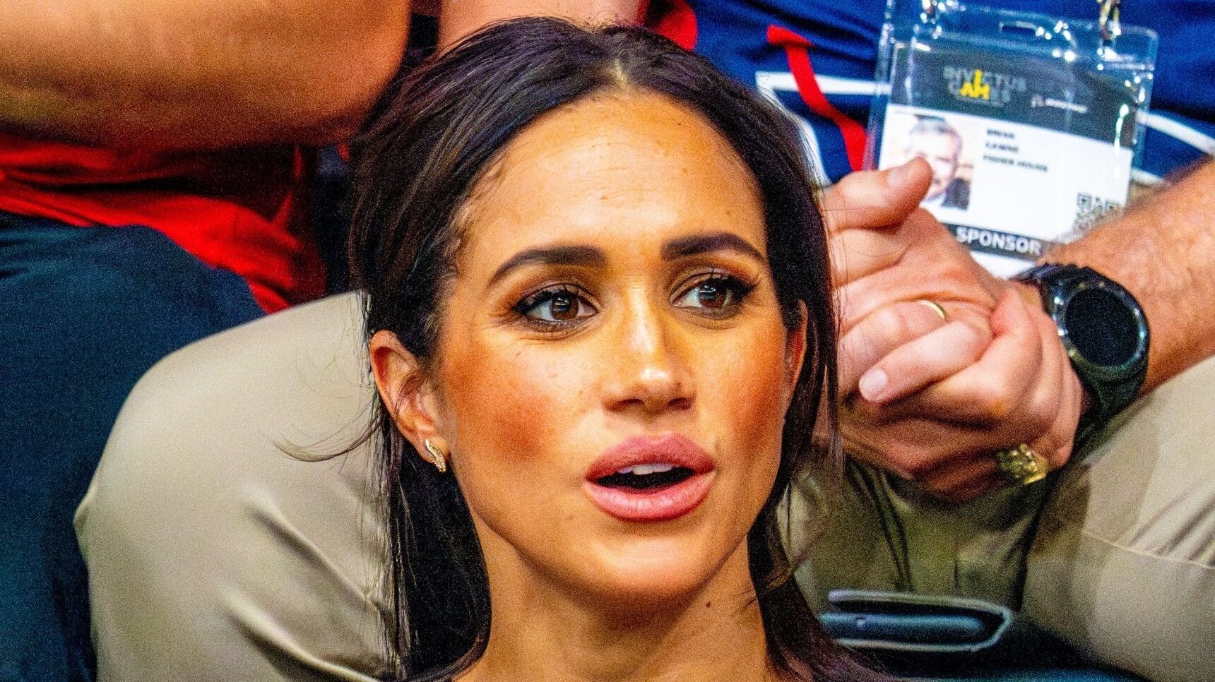 Meghan Markle with a shocked expression