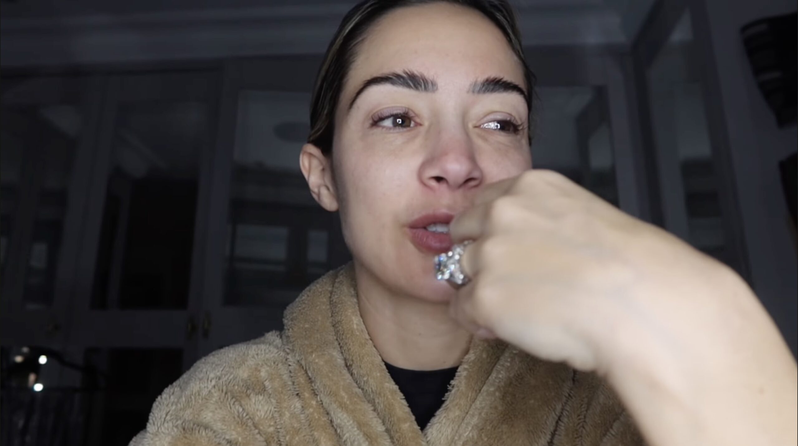 Frankie Bridge looking to the side