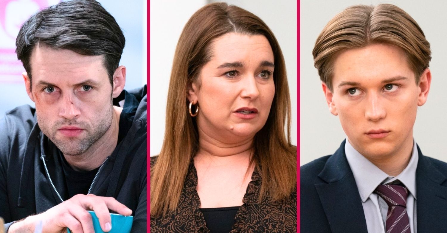 Composite image of Mark Jr, Vicki and Joel on EastEnders (Credit: BBC/Composite: ED)