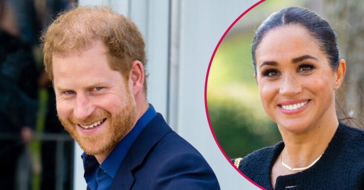 ED composite of Prince Harry and Meghan Markle smiling at events