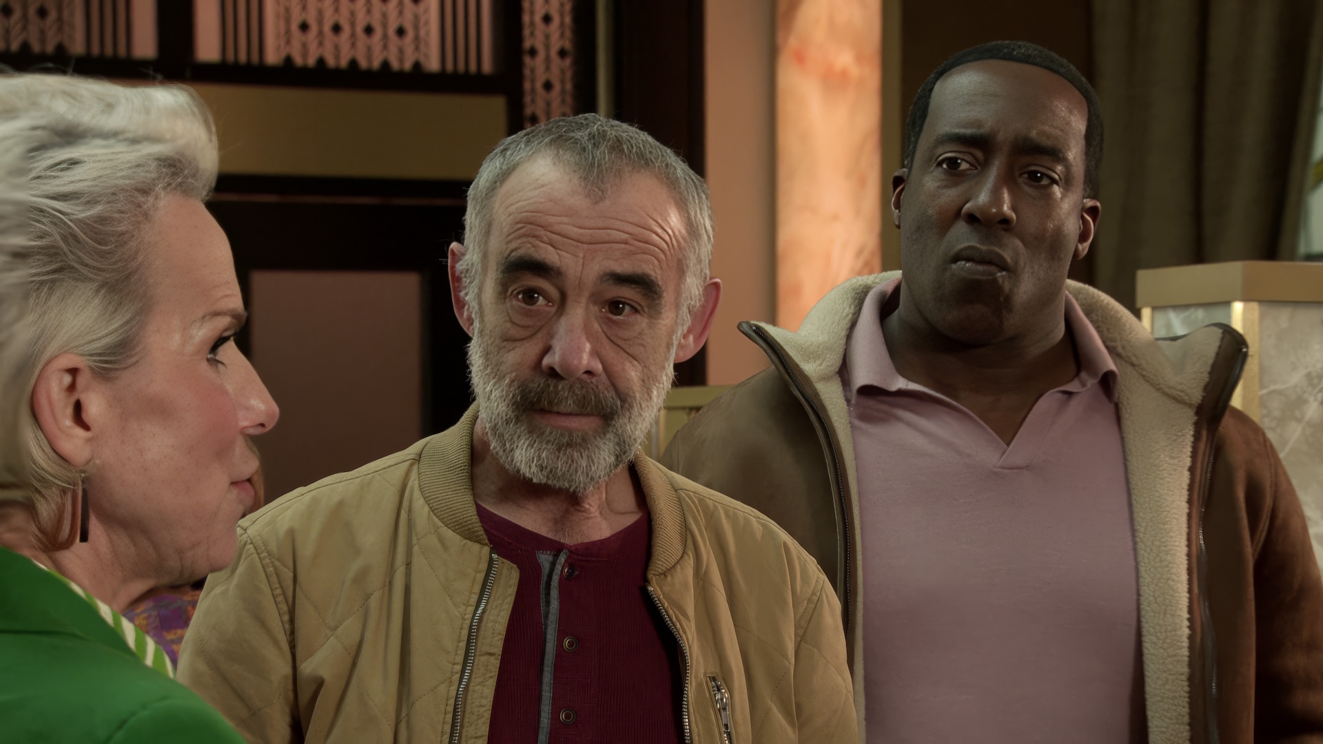 Coronation Street's Debbie, Kevin and Ronnie talking