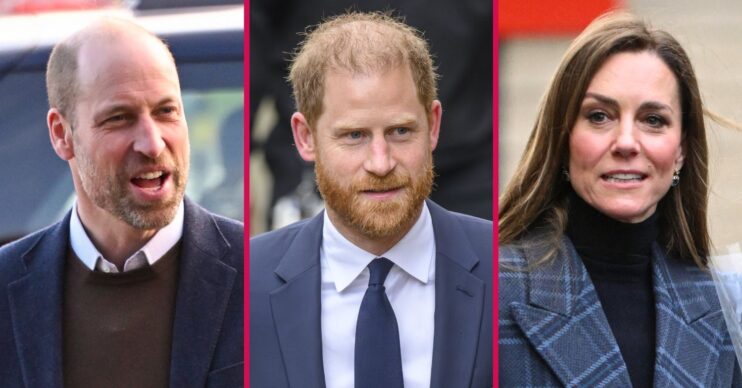 ED composite of Prince William and Kate Middleton in Scotland and Prince Harry in UK