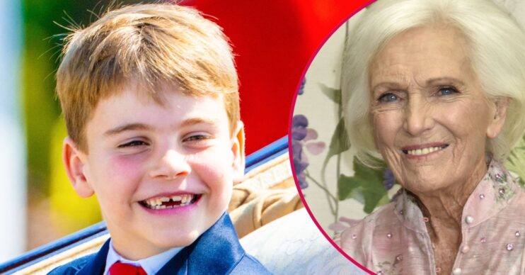 ED composite of Prince Louis grinning and Mary Berry smiling